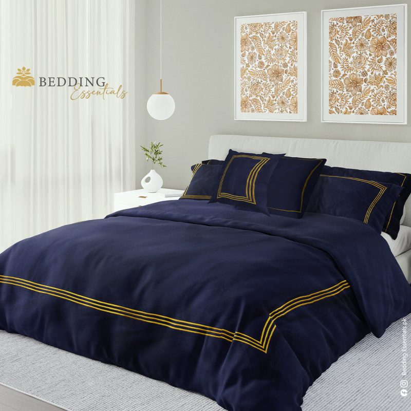 bedding essentials 08 piece navy blue bratta cotton satin comforter set duvet set be bcs 3