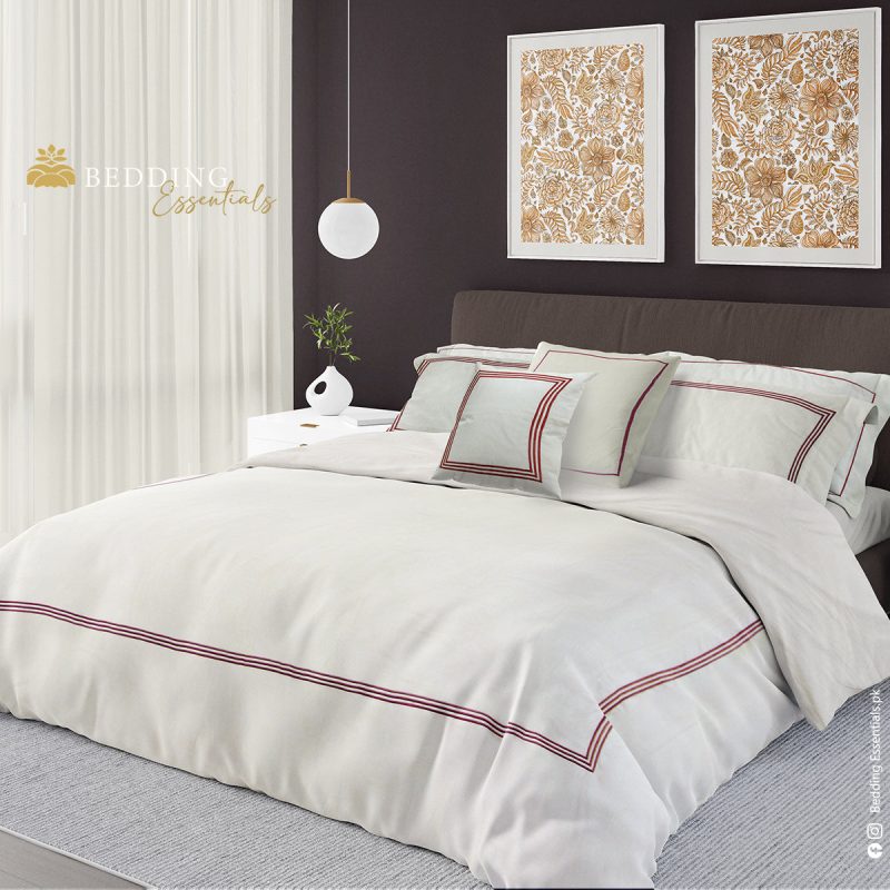 bedding essentials 08 piece offwhite red stripes baratta comforter set duvet set be bcs 1